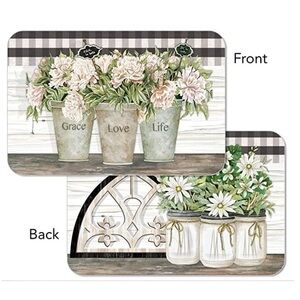 CounterArt Vintage Farmhouse Placemats Reversible Rectangular Placemat Set of 4